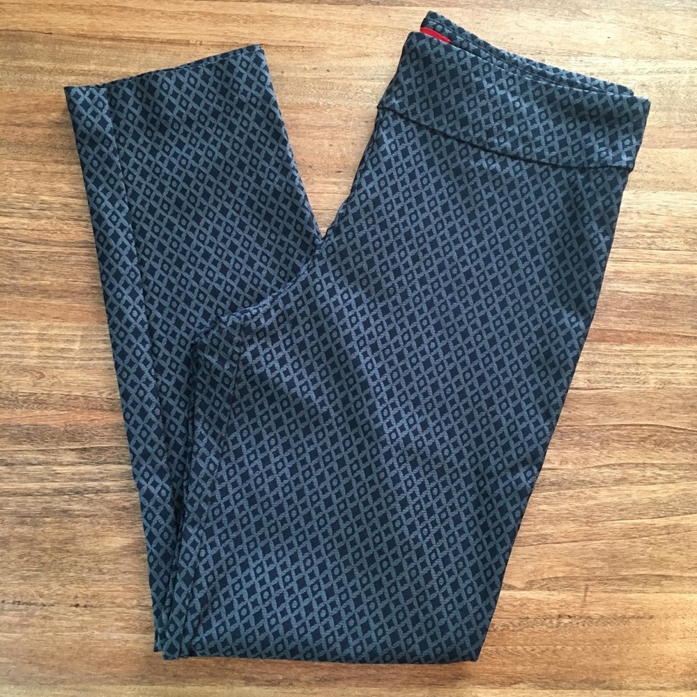 NEW! Krazy Larry Blue Diamond Pattern Straight Leg Pull On Ankle Pants Size 10